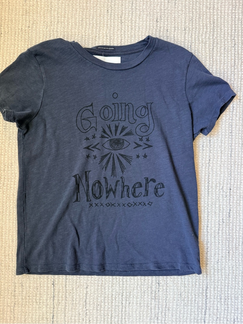 MOTHER Navy Graphic "Going Nowhere" Short Sleeve Tee